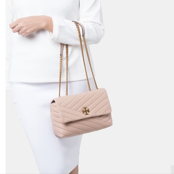 TORY BURCH New Kira Chevron Small Convertible Shoulder Bag - Pink - Picture 7 of 16